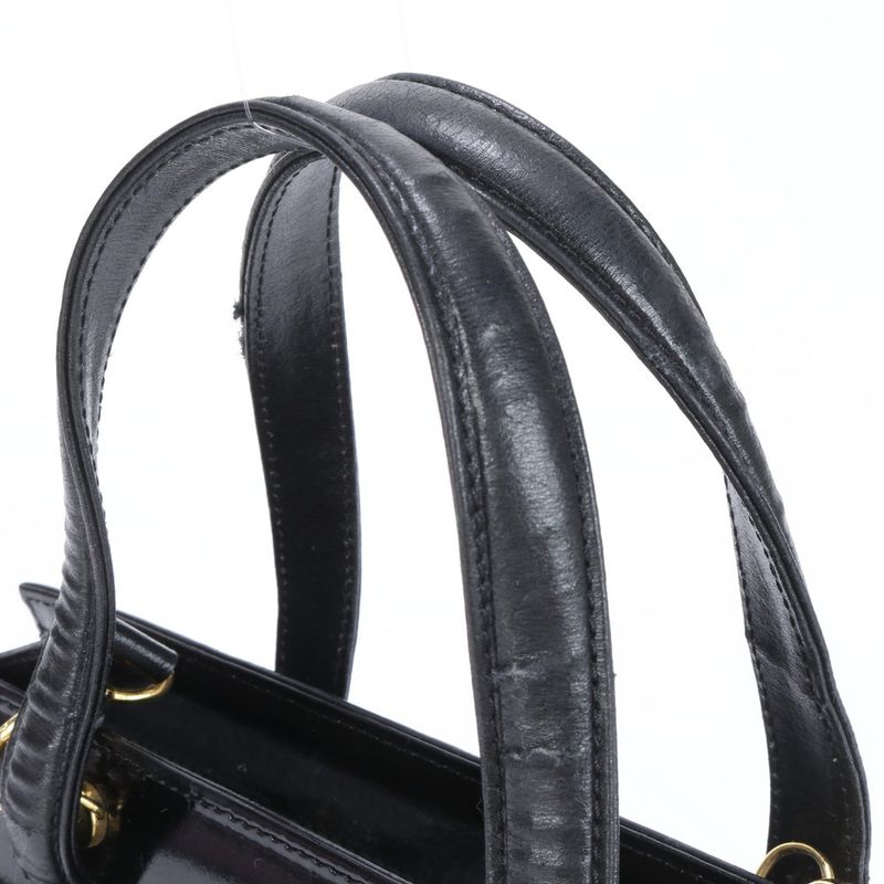 Fendi Leather 2WAY Shoulder Bag Crossbody Hand Tote Black Gold Hardware Women's