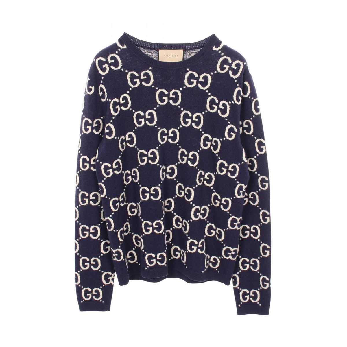 Gucci Knit GG Wool Jacquard Crew Neck Sweater