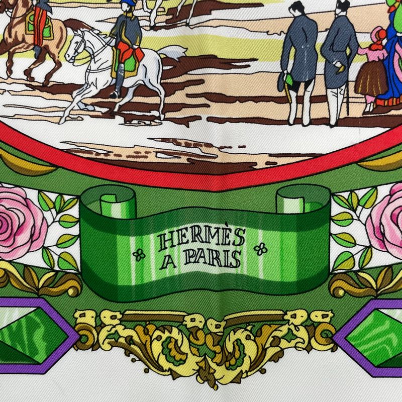 Hermes Carre 90 Scarf Silk L Entente Cordiale French-english Alliance Green