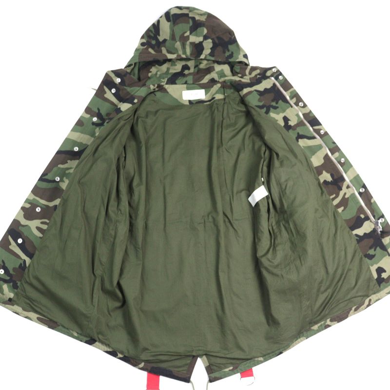 Celine 23SS 2w860494m 100% Cotton Camouflage Pattern Harness Parka Coat Khaki