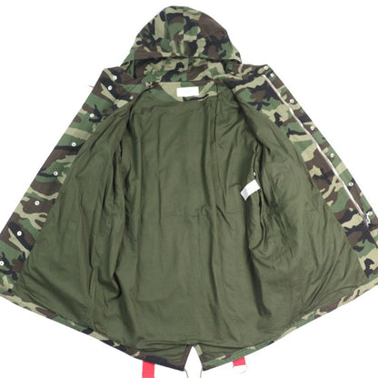 Celine 23SS 2w860494m 100% Cotton Camouflage Pattern Harness Parka Coat Khaki