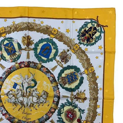 Hermes Carre 90 Scarf 100% Silk Emblemes de L'europe European Emblem Yellow — view 3