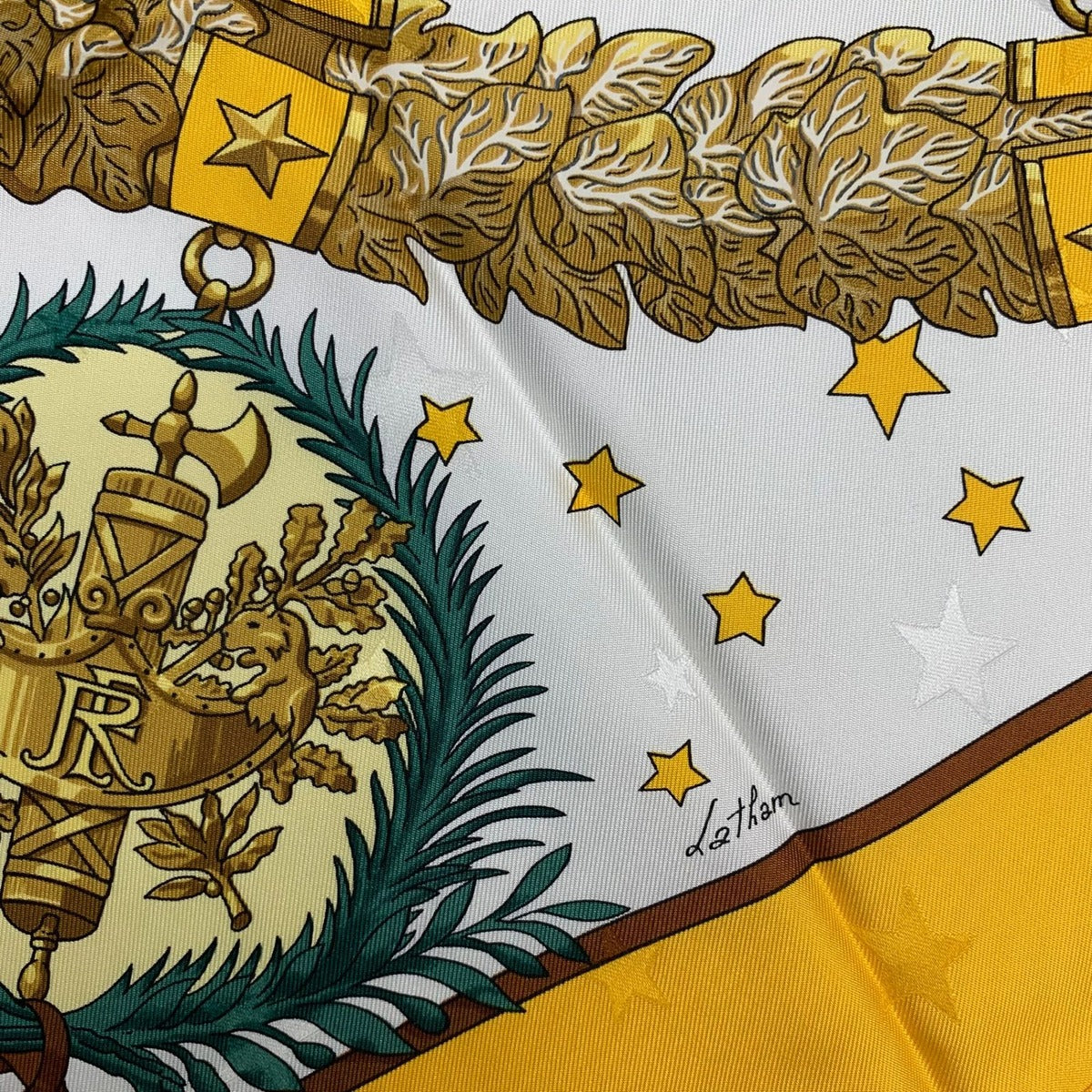 Hermes Carre 90 Scarf 100% Silk Emblemes de L'europe European Emblem Yellow — view 7