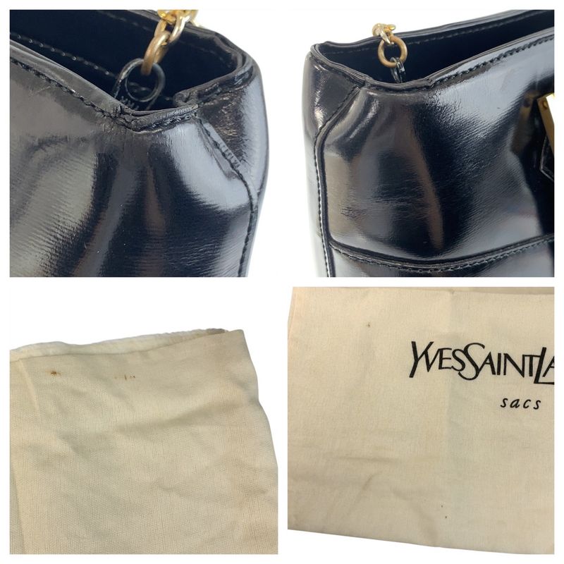 YVES Saint Laurent Yves Saint Laurent Vintage YSL Black Gold Hardware Leather