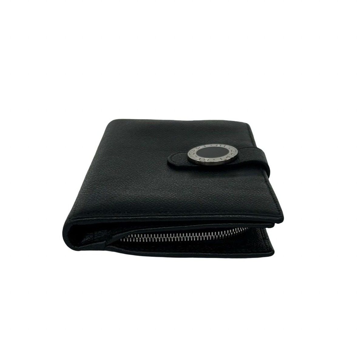 Bvlgari Logo Leather Bifold Wallet Billfold Coin Purse Black — view 5