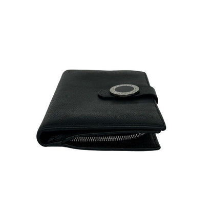 Bvlgari Logo Leather Bifold Wallet Billfold Coin Purse Black — view 5