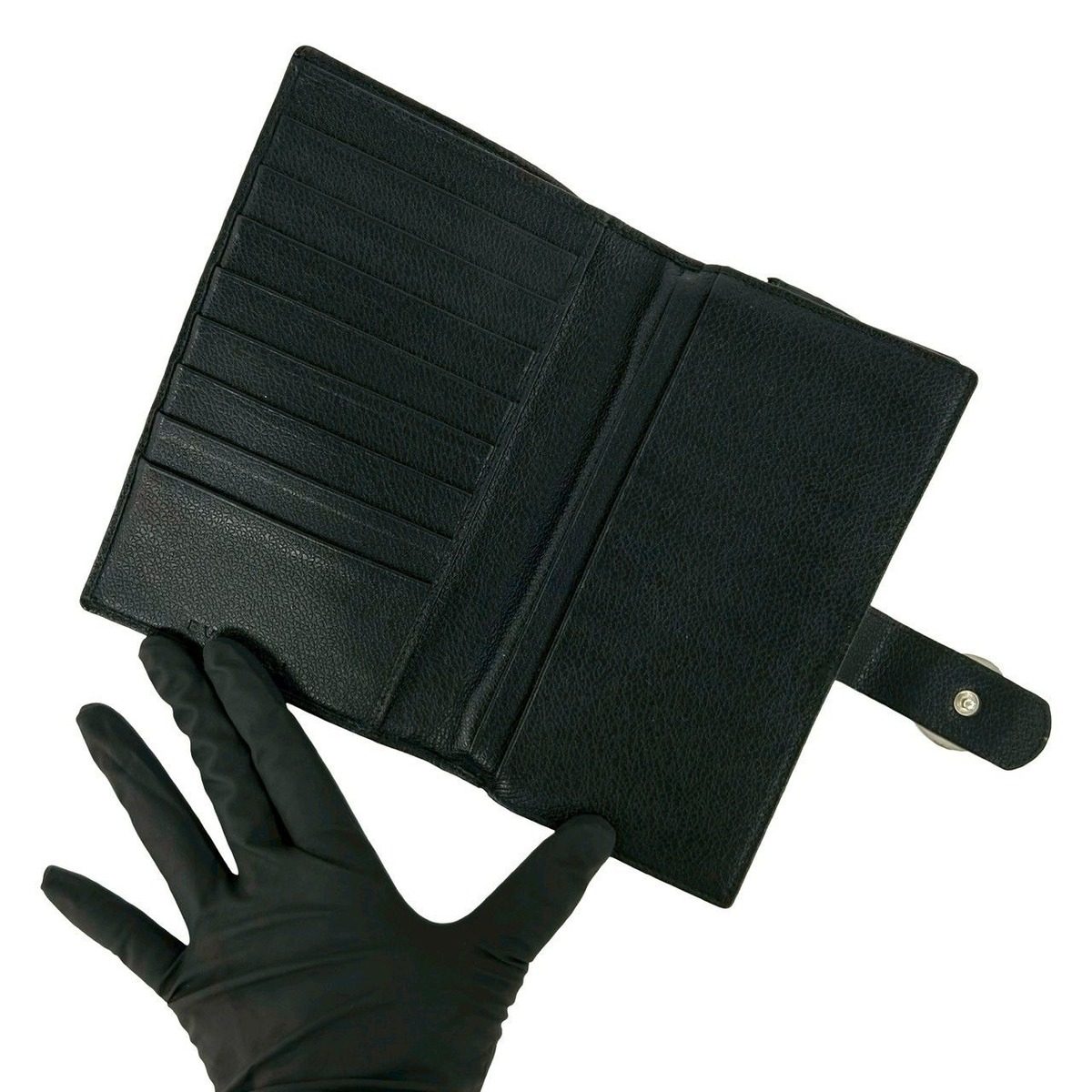 Bvlgari Logo Leather Bifold Wallet Billfold Coin Purse Black — view 7