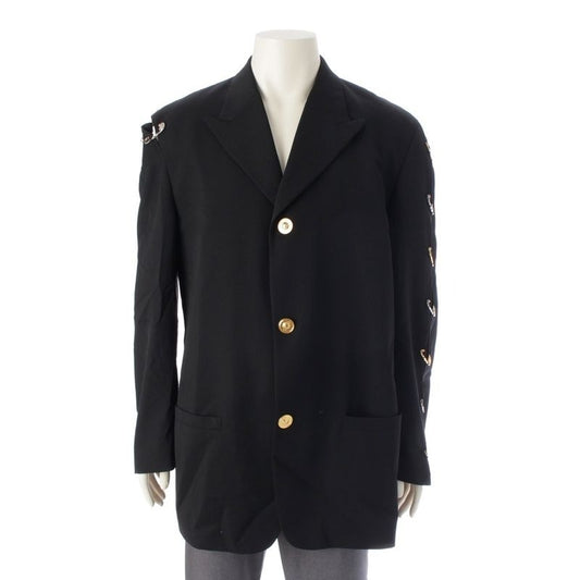 Versace 1994 SS Medusa Safety Pin Wool Jacket Suit Black 50
