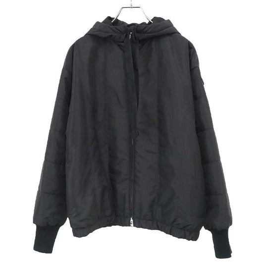 Prada Logo Plate Hooded Patted Jacket Black 40