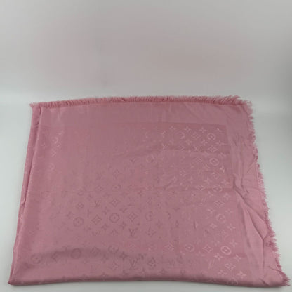 Louis Vuitton Shawl Monogram Pink Silk Wool Vintage Scarf — view 2