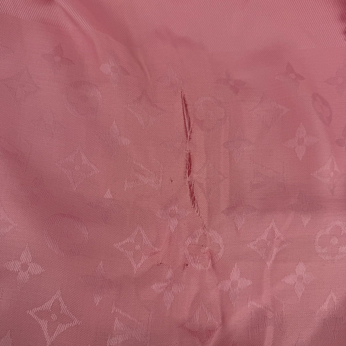 Louis Vuitton Shawl Monogram Pink Silk Wool Vintage Scarf — view 9