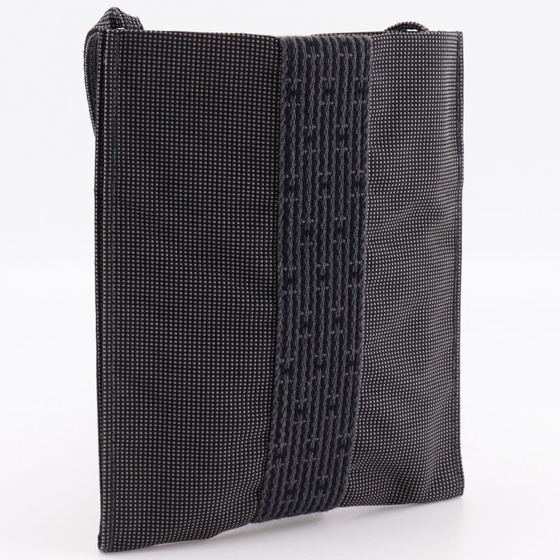 Hermes Mini Pochette Airline Nylon Canvas Gray Unisex Shoulder Bag