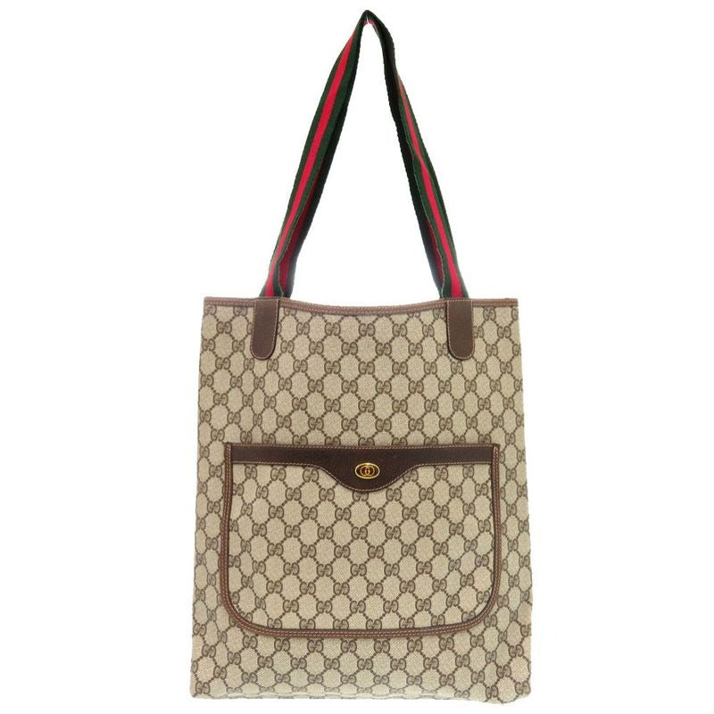 Gucci Vintage Sherry GG 39 002 4487 Canvas Beige Tote Bag 1656