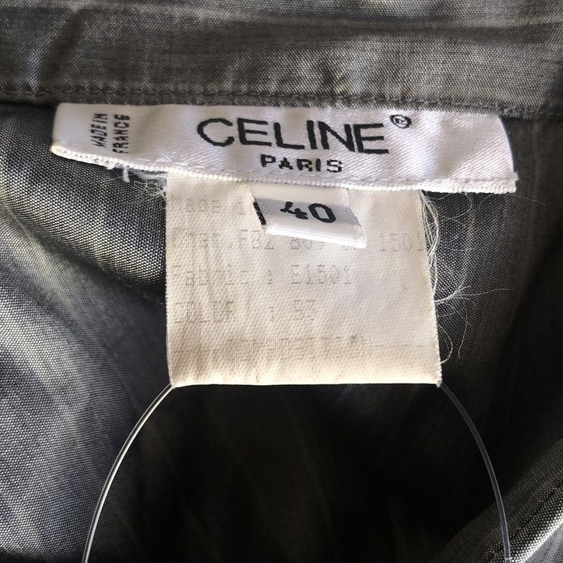 Celine Long Sleeve Shirt Blouse Size 40 M Women - Grey Silk/stripes