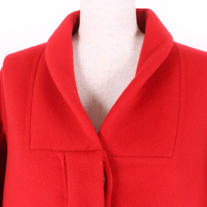 Hermes 100% Cashmere Short Coat Half Coat With Serie Buttons Red 34 Made In