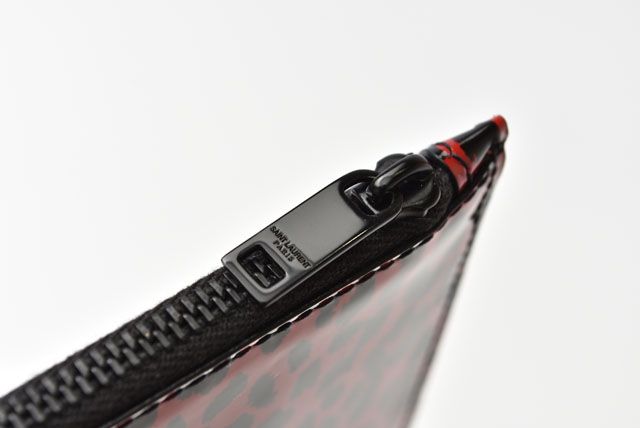 Unused Saint Laurent Paris Flap Pouch Clutch Bag Rouge Black