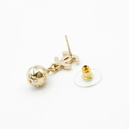 Chanel Earrings Earring Gold Coco Mark Rhinestone