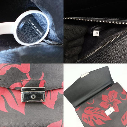 Prada Hibiscus Sound Rosso Red And Black Saffianoleather 134