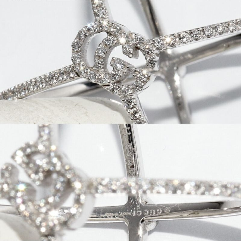 Gucci Rings 18K White Gold Diamond GG Running Xring Full — view 5