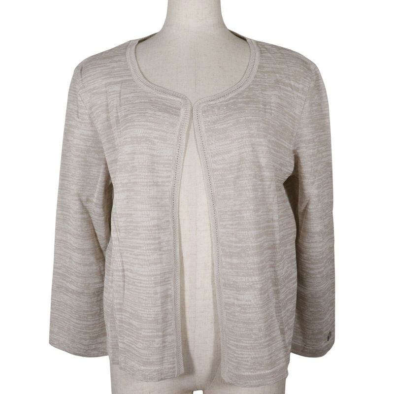 Chanel Logo Plate Cotton Beige Cardigan