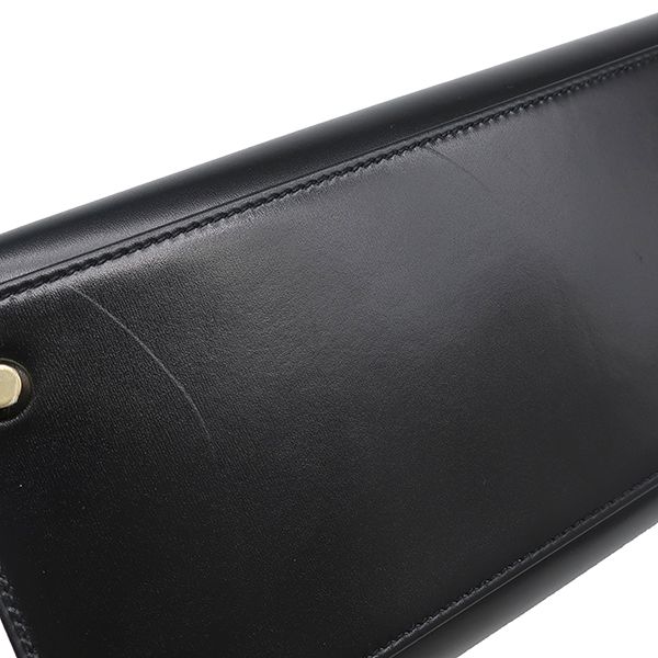 Hermes 2-Way Bag Kelly 28 Outer Stitch Box Calf Black Gold Hardware Black