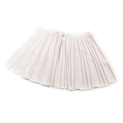 CHANEL P43884 F Knit Pleated Skirt With Pearl Coco Mark Buttons Wrap Skirt