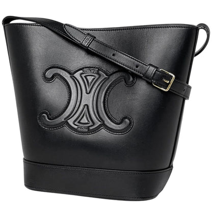 Celine Small Bucket Cuir Triomphe Shoulder Bag Leather Black