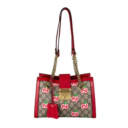 Gucci GG Apple Shoulder Bag Padlock Bag Beige Red Multicolor