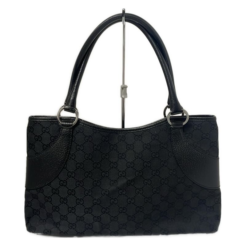 Gucci Tote Bag GG Pattern 113015 Black Leather
