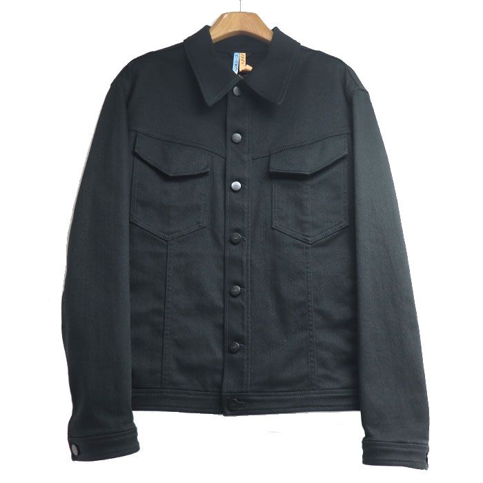 Fendi Denim Jacket Black Fw1048 50 Openwork Logo Men's Preowned