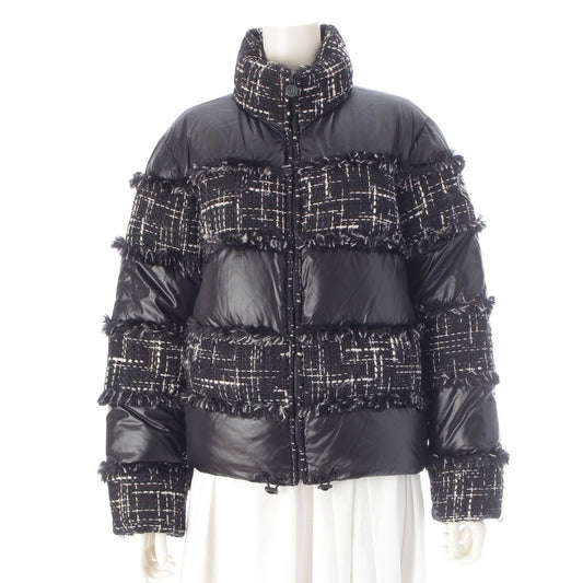 Chanel Coco Neige Tweed Contrast Down Jacket Black