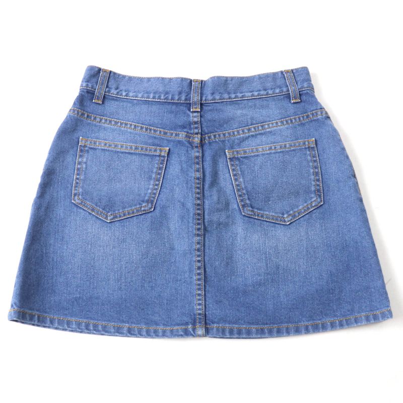 Gucci 456973 100% Cotton Flower Embroidered Denim Skirt Mini Skirt Indigo 42