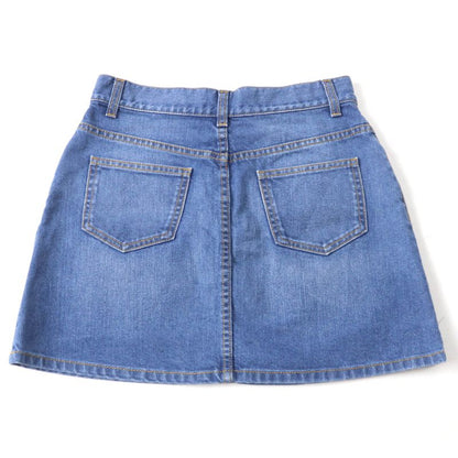 Gucci 456973 100% Cotton Flower Embroidered Denim Skirt Mini Skirt Indigo 42