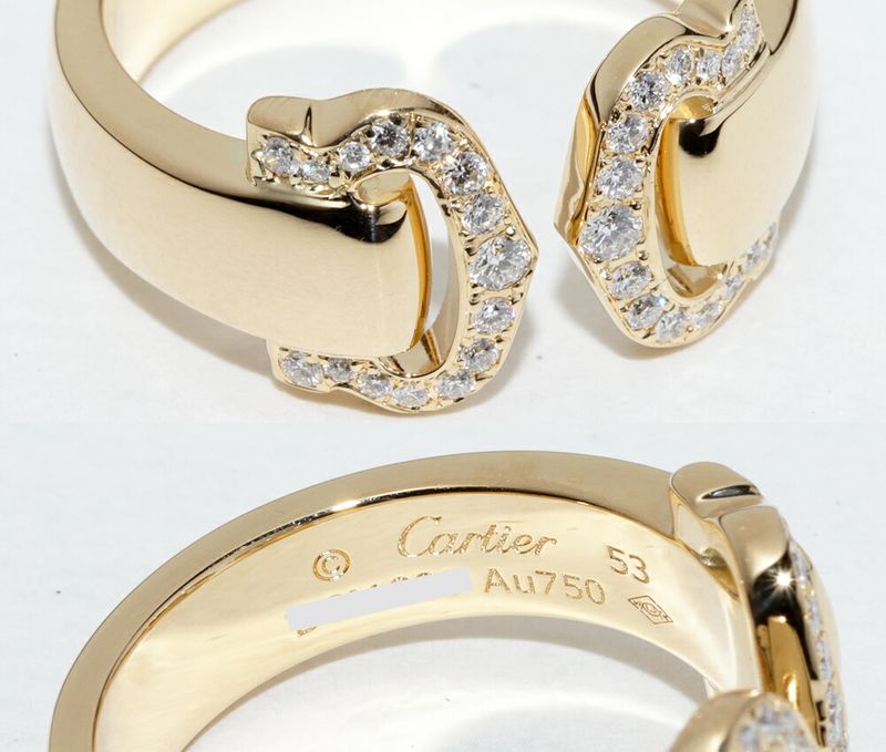 Cartier Ring 18K Yellow Gold 30p(015ct) 2C Bouclece Ring With Diamonds