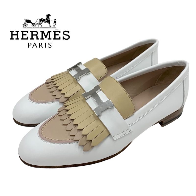 Unused Hermes Royale Loafers Leather Shoes Moccasins Flat Shoes Hhardware