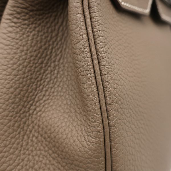 Hermes Handbag Birkin 30 Togo Etoupe Silver Hardware Glazed with Recolor