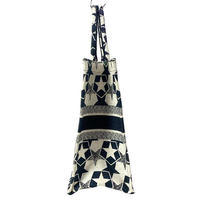 Dior/christian Dior Tote Bag Book Tote Large Bag Navy And White Star (star)