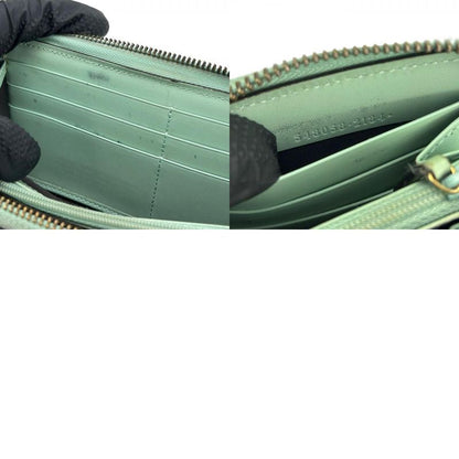 Gucci Long Wallet Round Zipper 548058 Sima Leather Mint Green Color Linea Cat