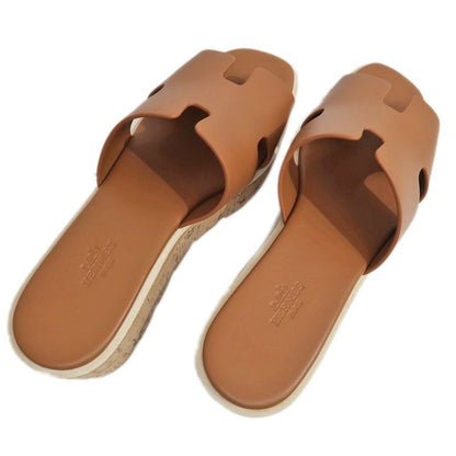 Hermes Eze Sandals Size 39 Leather Cork Natural Thick Sole — view 7