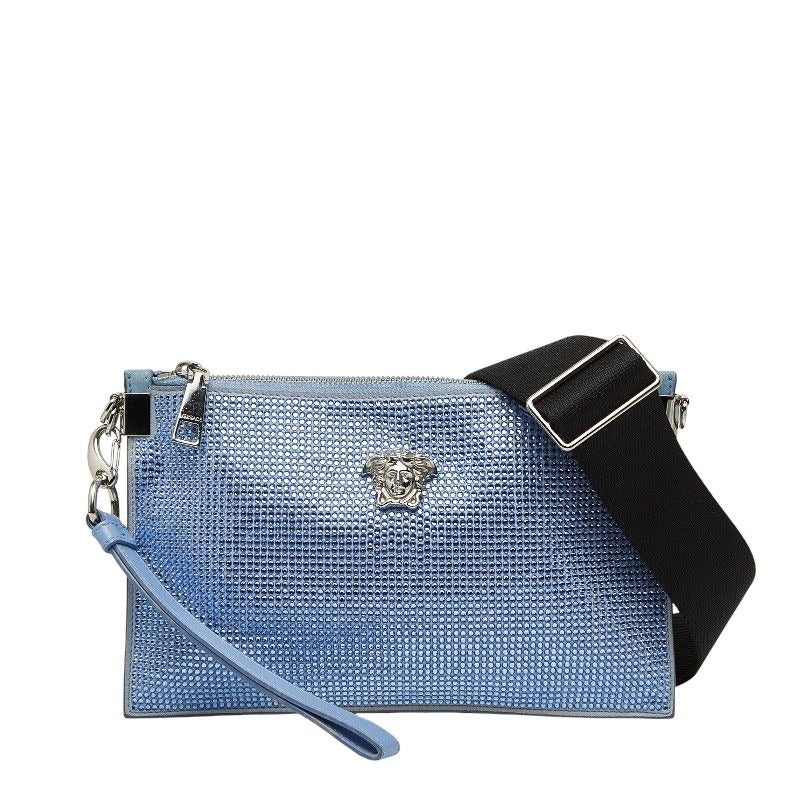 Versace Medusa Bijuu Crossbody Shoulder Bag Sacoche Light Blue Leather