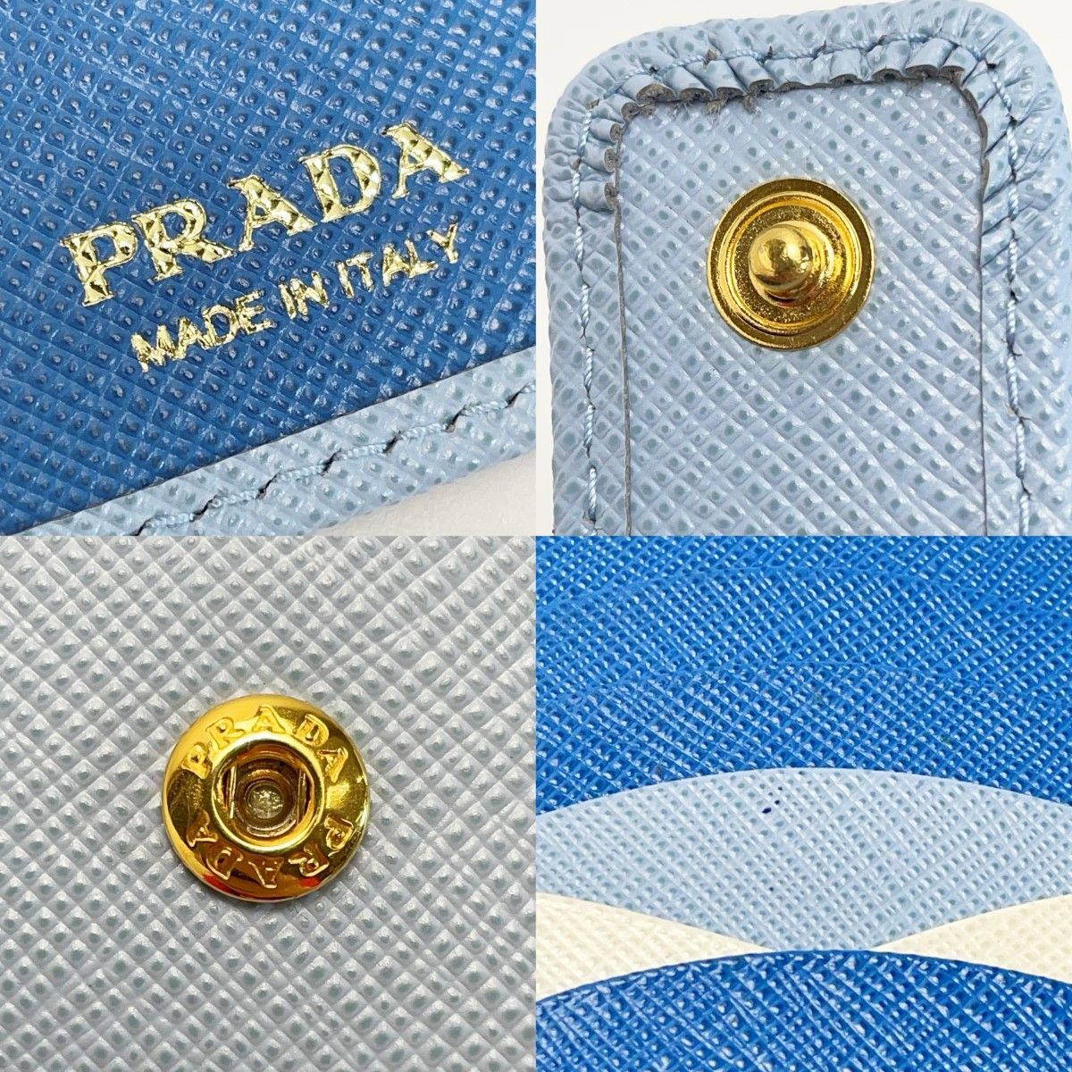 Prada Saffiano Leather Wallet 1mv025 Sky Blue Bifold Long Wallet