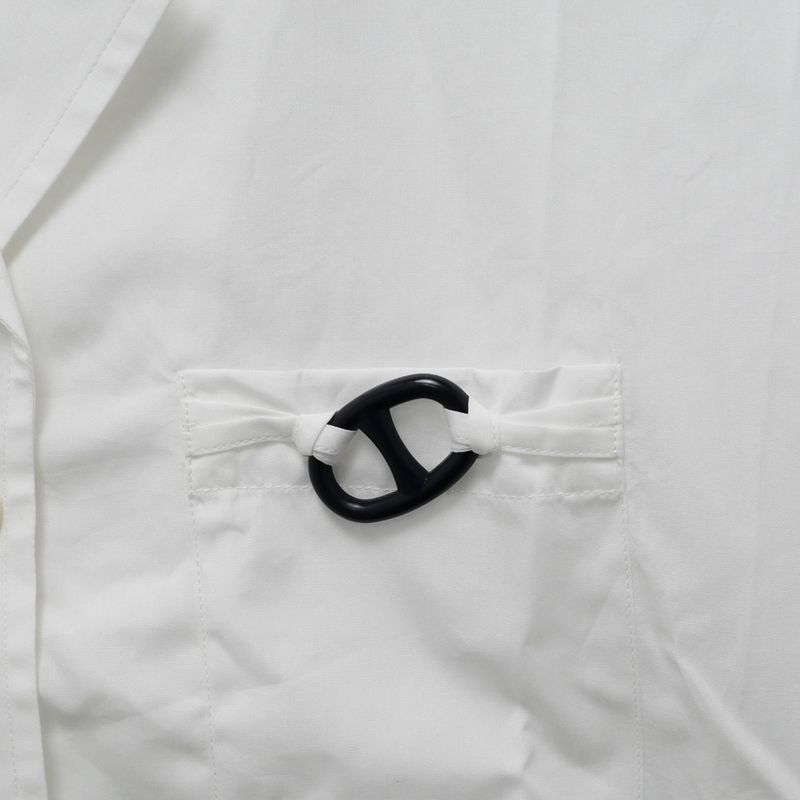 Hermes Chaine D'ancre Short Sleeve Button Shirt 36 White Chemise De