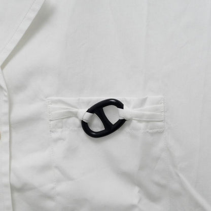 Hermes Chaine D'ancre Short Sleeve Button Shirt 36 White Chemise De