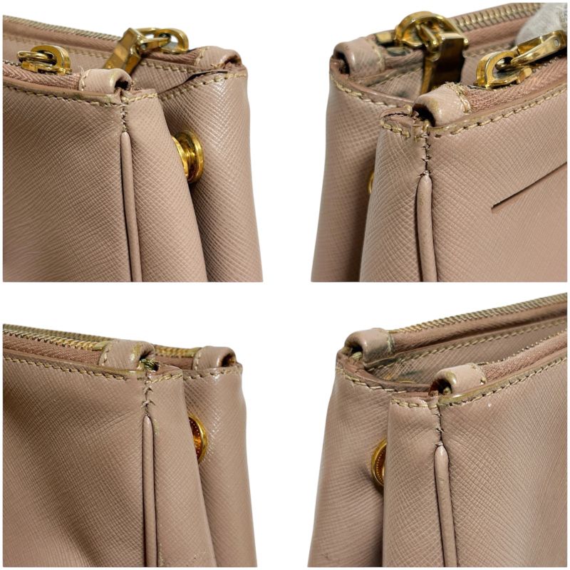 Prada Mini Tote Bag Galleria Pink Beige Triangle Logo Triangle Logo 2way