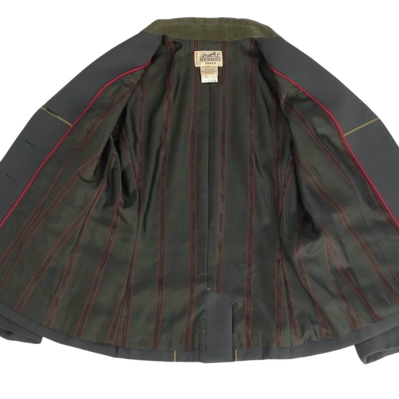 Vintage Hermes Jacket Tailored Collar Velour