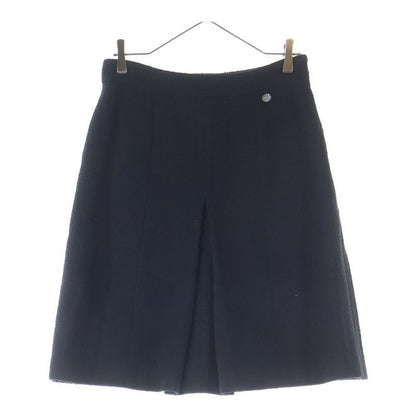 Chanel Coco Mark Logo Plate Cotton Tweed Medium Skirt Black