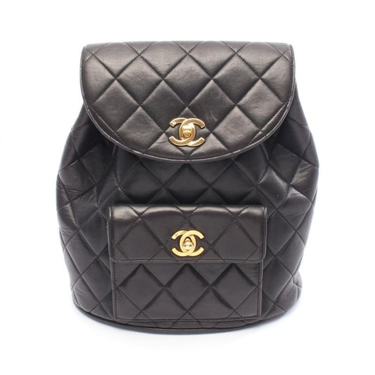 Chanel Rucksack Sac Backpack Quilted Black Lambskin