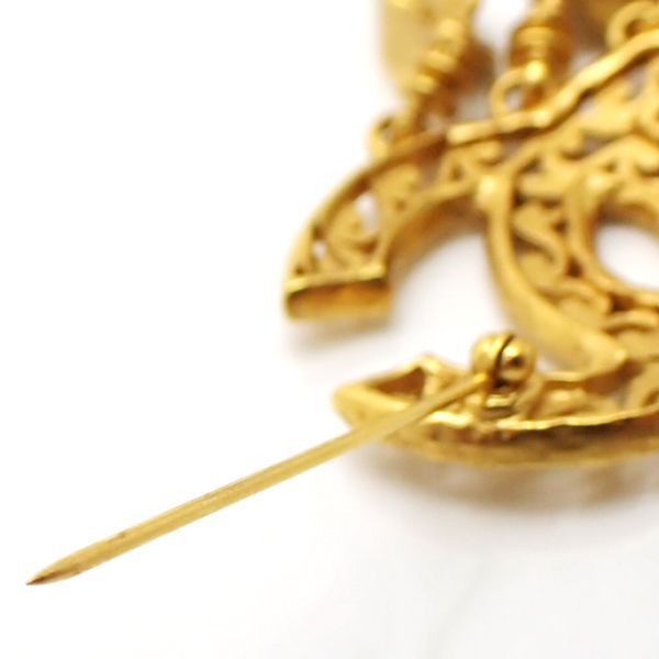 Chanel Brooch 95A Vintage Coco Mark GP With Box Chanel Vintage
