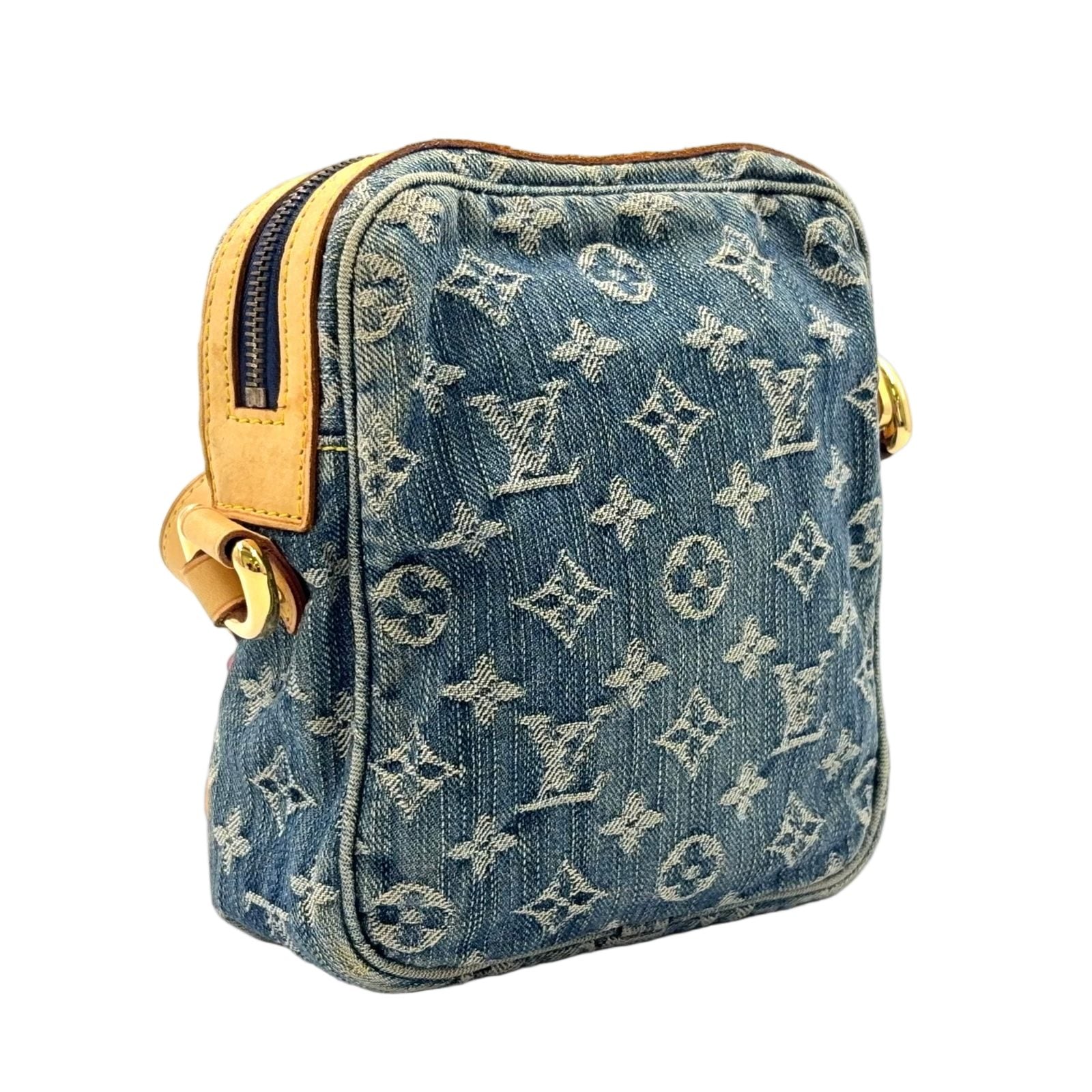 Louis Vuitton Camera Bag Monogram Denim Leather Blue Gold — view 2