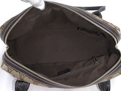 Gucci Shoulder Bag Sherry Line GG Canvas Leather Beige Dark Brown 161720